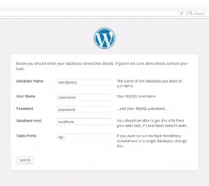 The  WordPress Database Setup